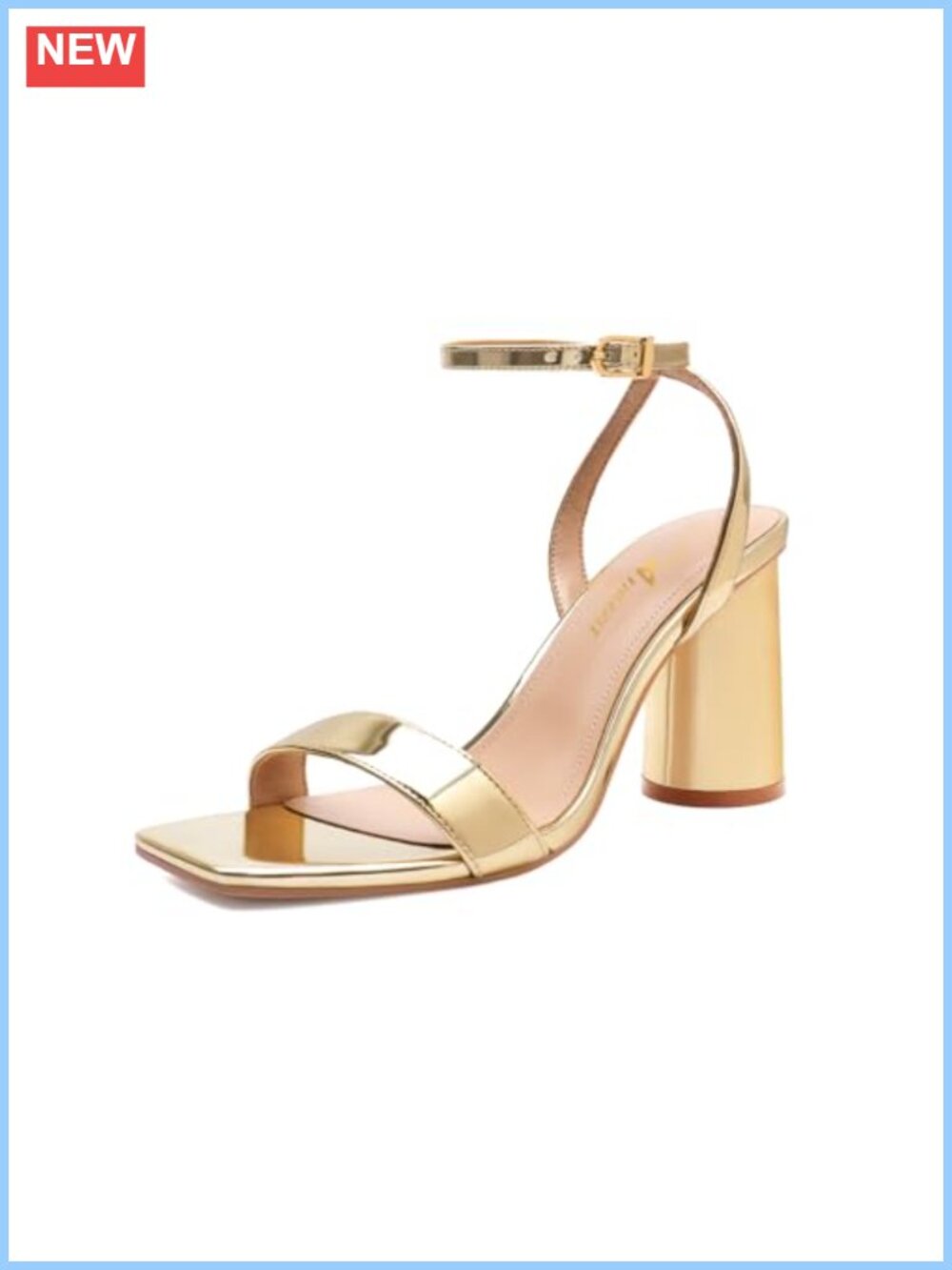 Chunky Block Heeled Sandals Square Toe Ankle Strap High Heels Women
